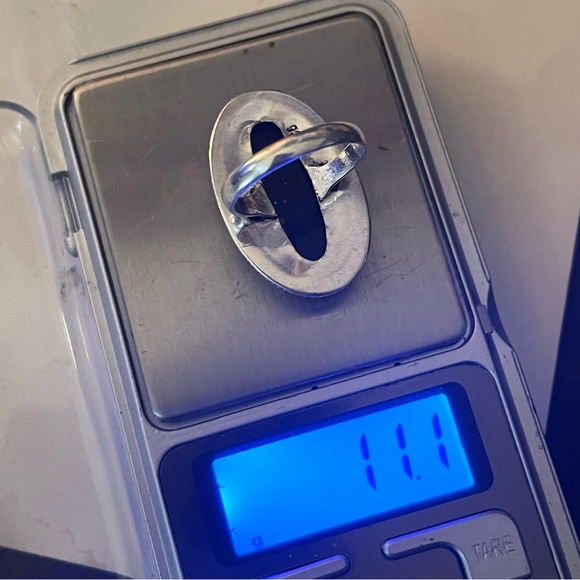 New Artisan Rare Natural Ammolite 925 Sterling Silver Oval Root Chakra Ring - Picture 7 of 13